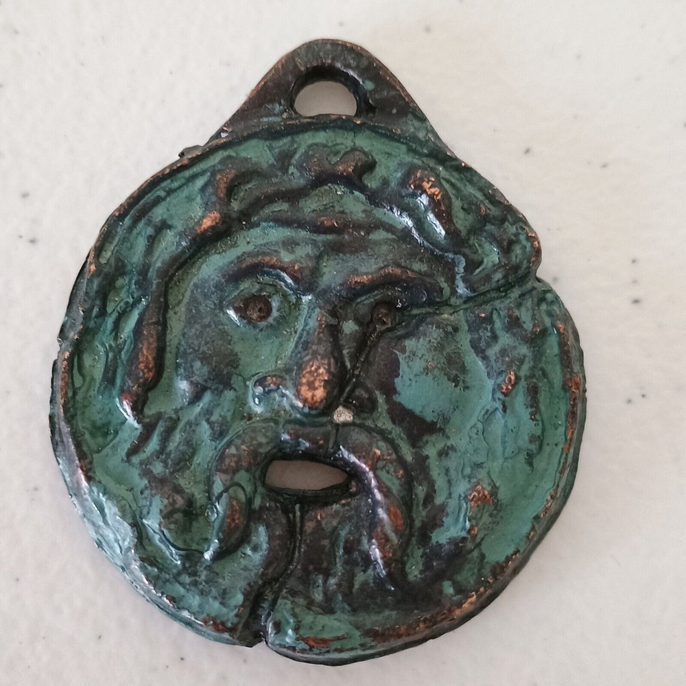 RARE Vintage Bocca Della Verita Bronze? Keychain Charm Pendant Coin 74 Grams - Picture 6 of 9